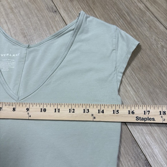 Everlane Bodysuit Womens Medium M Supima Cotton Stretch V Neck Cap Sleeve - Picture 7 of 7